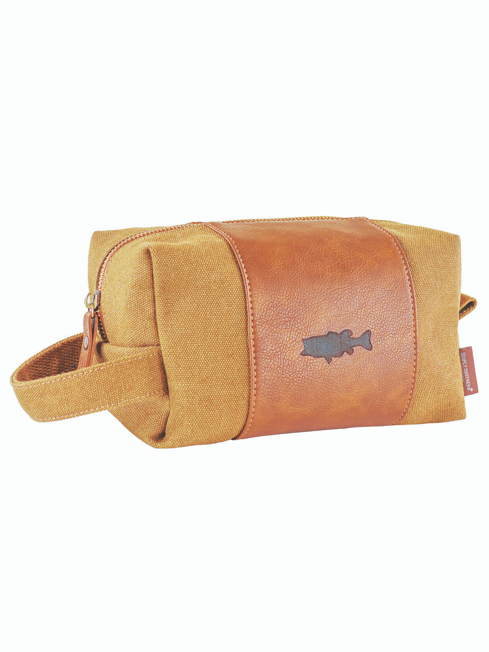 Simply Southern Men's Toiletry Bag with leather detail & embossed Fish