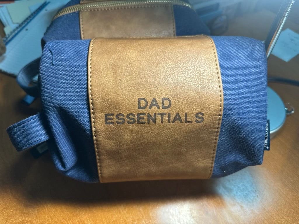Simply Southern Men's Toiletry Bag with leather detail & embossed "Dad Essentials"