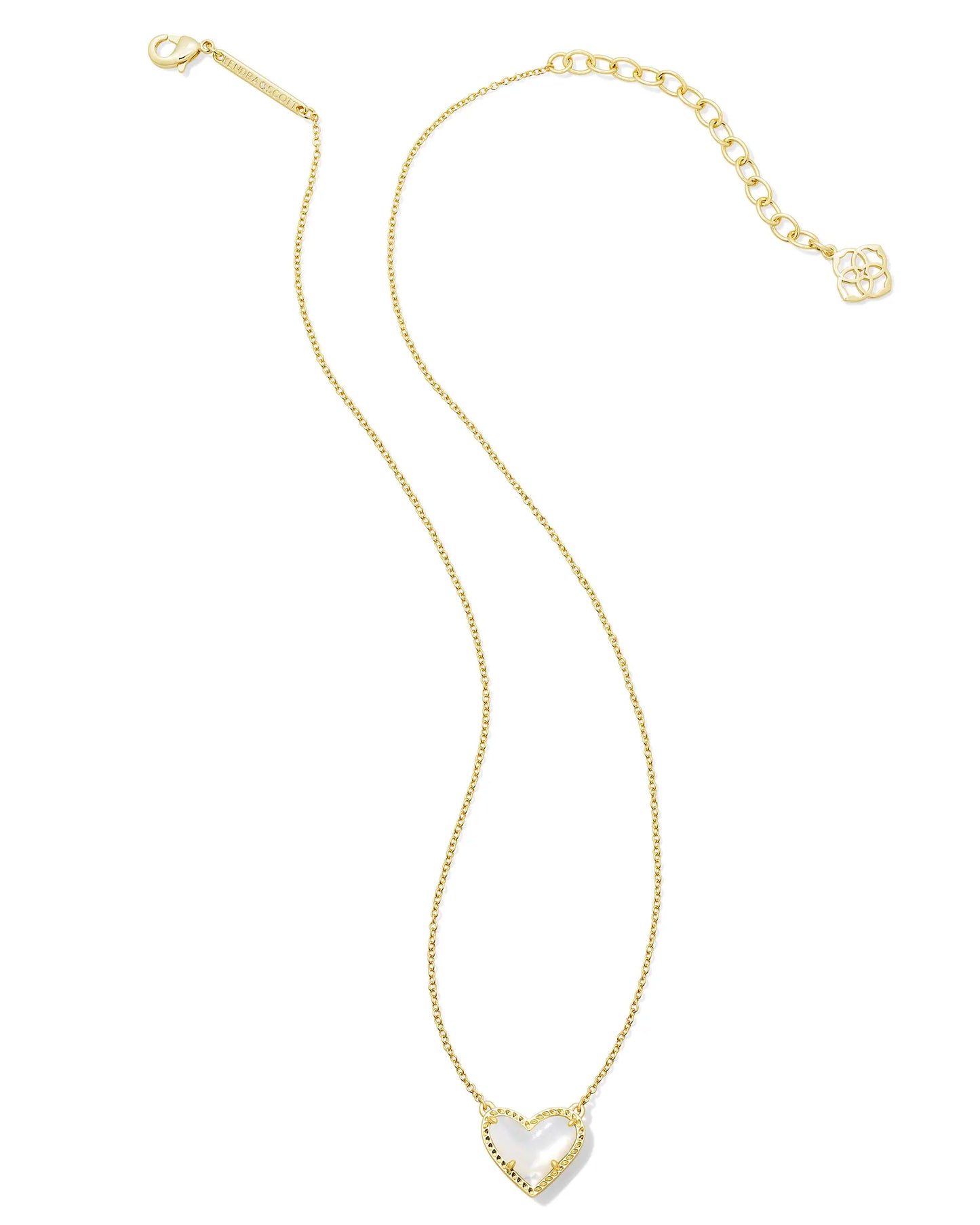 ARI HEART SHORT PENDANT NECKLACE in GOLD IVORY MOTHER OF PEARL