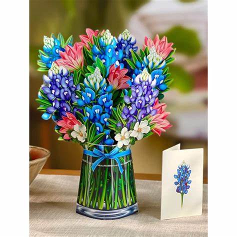 Blue Bonnets Pop-Up Greeting Card