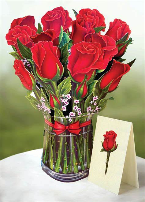Red Roses Pop-Up Greeting Card