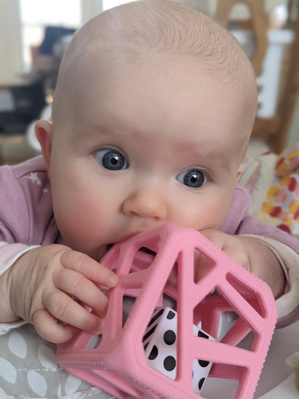 Chew Cube - Silicone Teether Rattle in slate gray