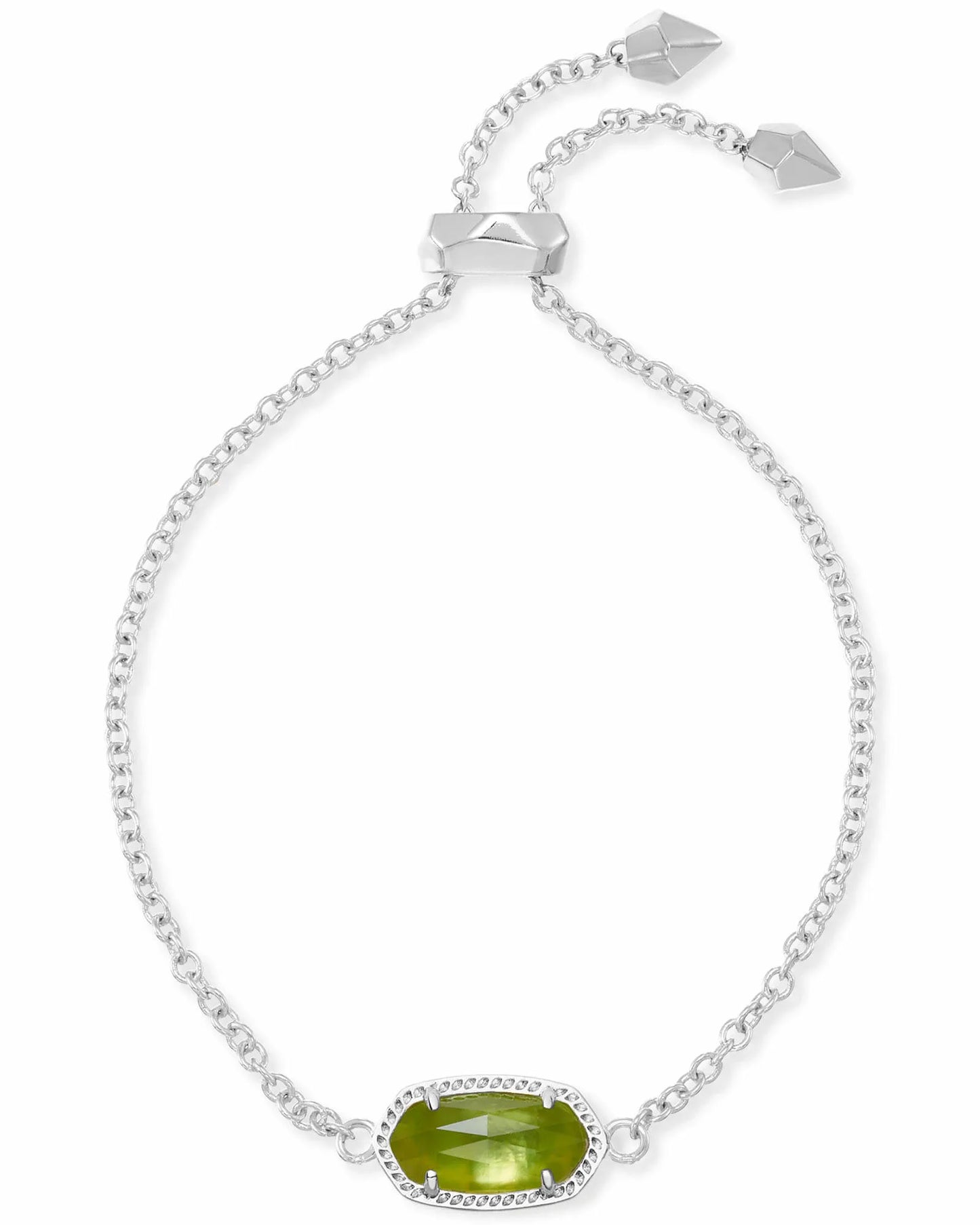 ELAINA DELICATE CHAIN BRACELET in RHODIUM PERIDOT ILLUSION
