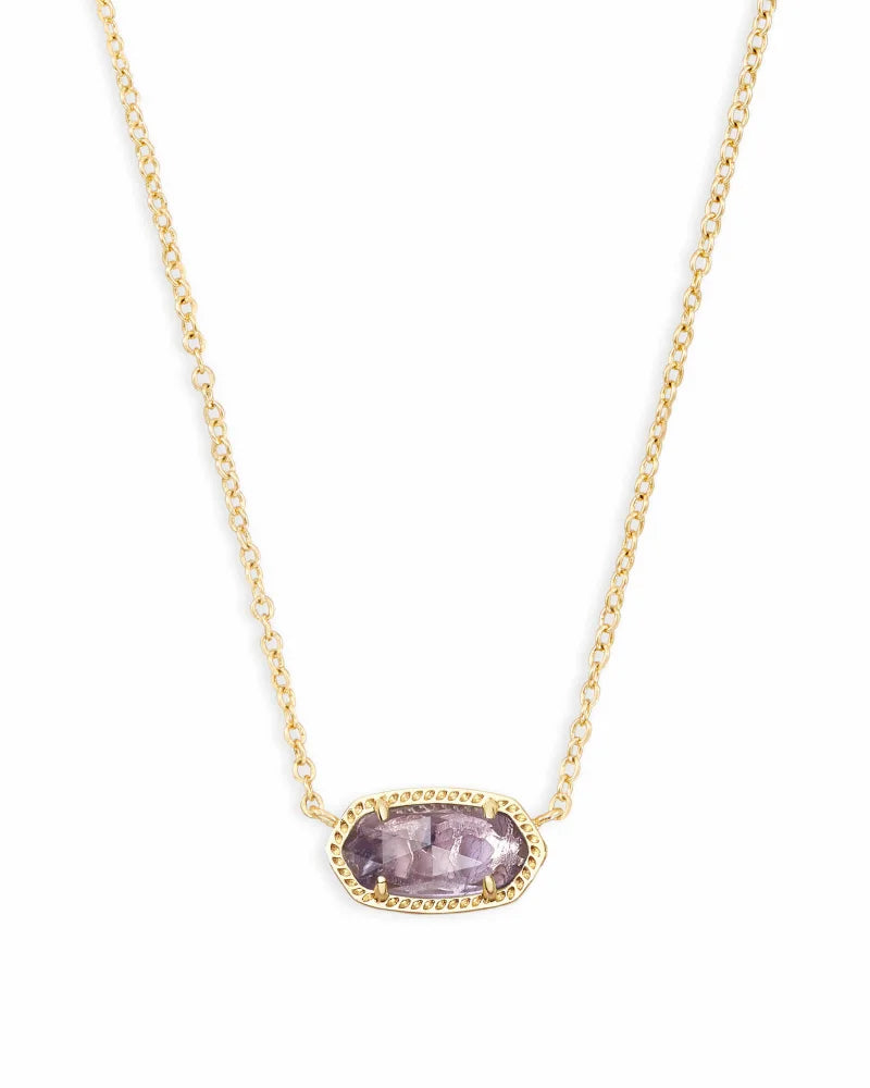 ELISA SHORT PENDANT NECKLACE in GOLD PURPLE AMETHYST