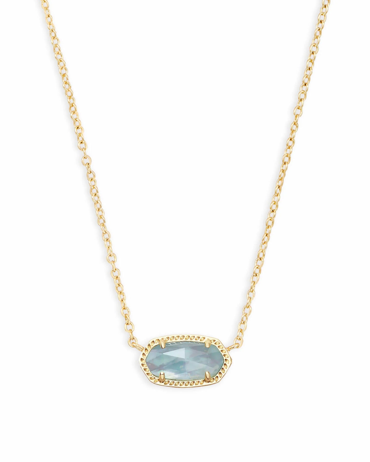 ELISA SHORT PENDANT NECKLACE in GOLD LIGHT BLUE ILLUSION