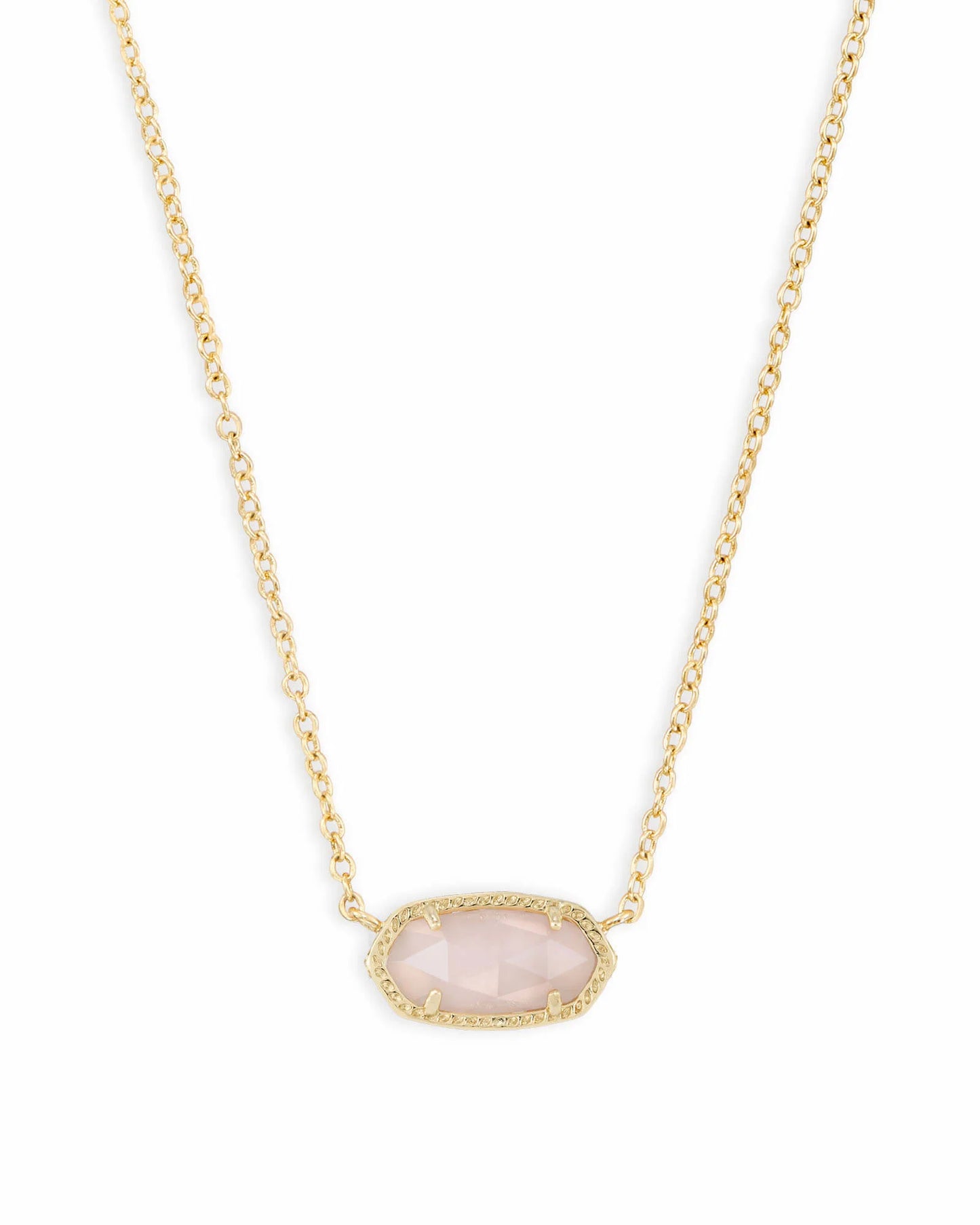 ELISA SHORT PENDANT NECKLACE in GOLD ROSE QUARTZ
