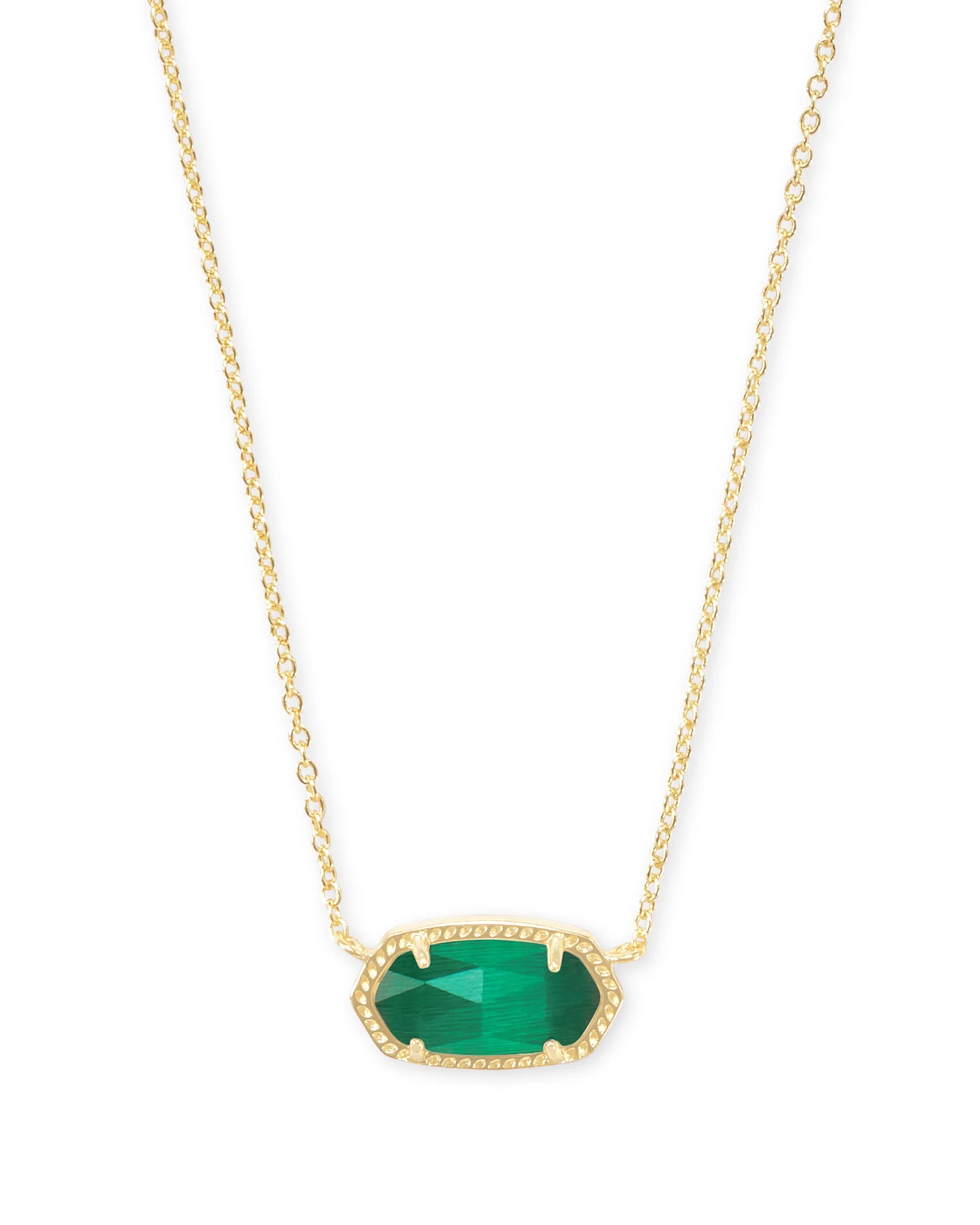ELISA SHORT PENDANT NECKLACE in GOLD EMERALD CATS EYE
