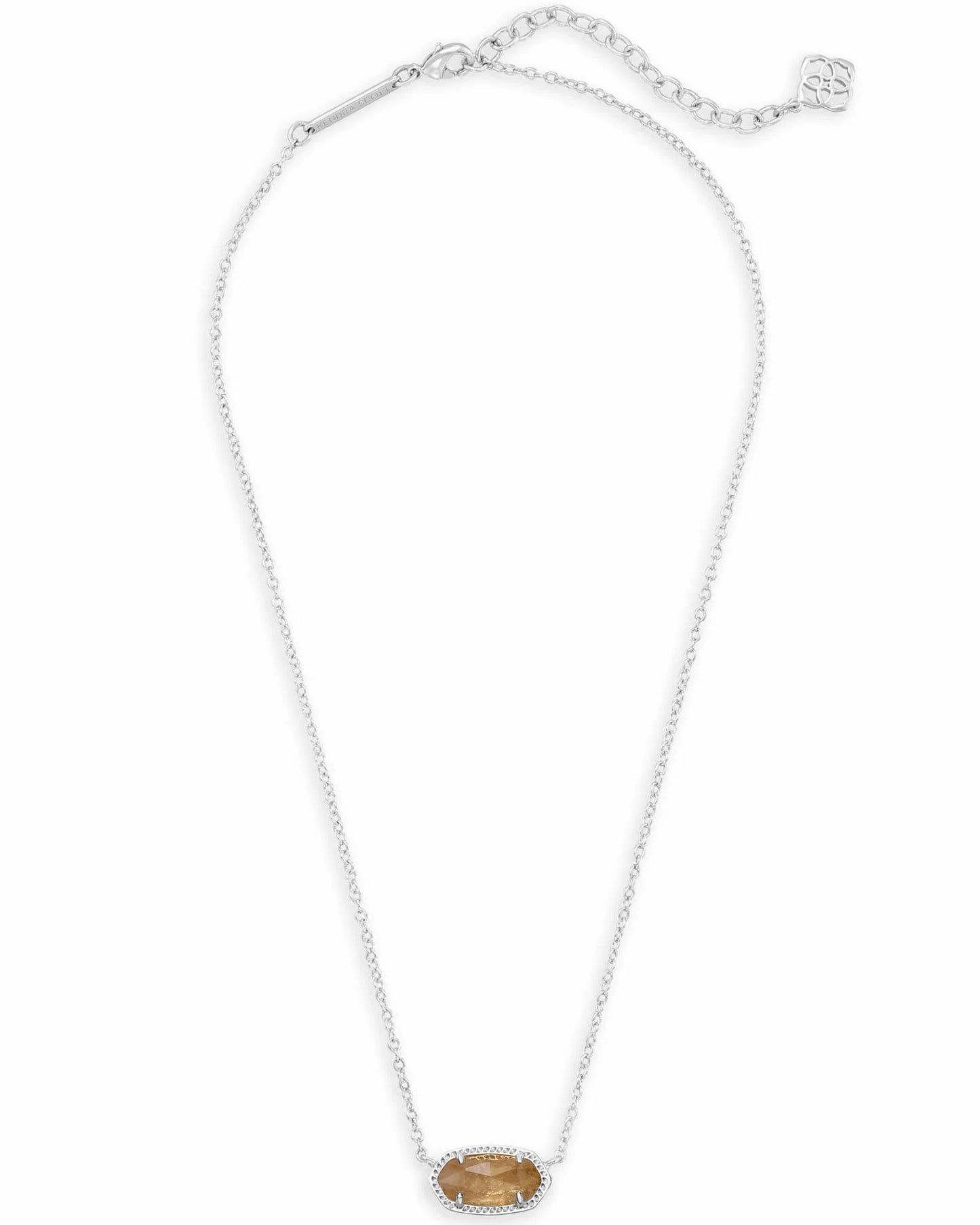 ELISA SHORT PENDANT NECKLACE in RHODIUM ORANGE CITRINE QUARTZ