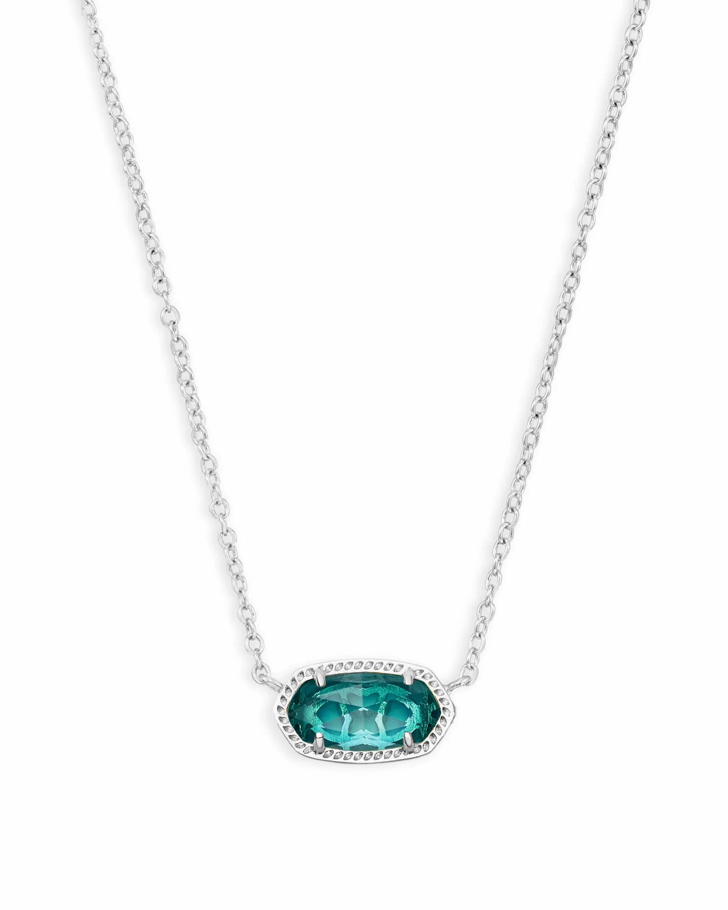 ELISA SHORT PENDANT NECKLACE in RHODIUM LONDON BLUE