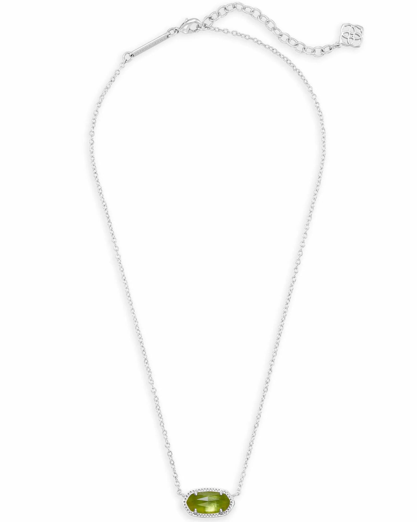 ELISA SHORT PENDANT NECKLACE in RHODIUM PERIDOT ILLUSION