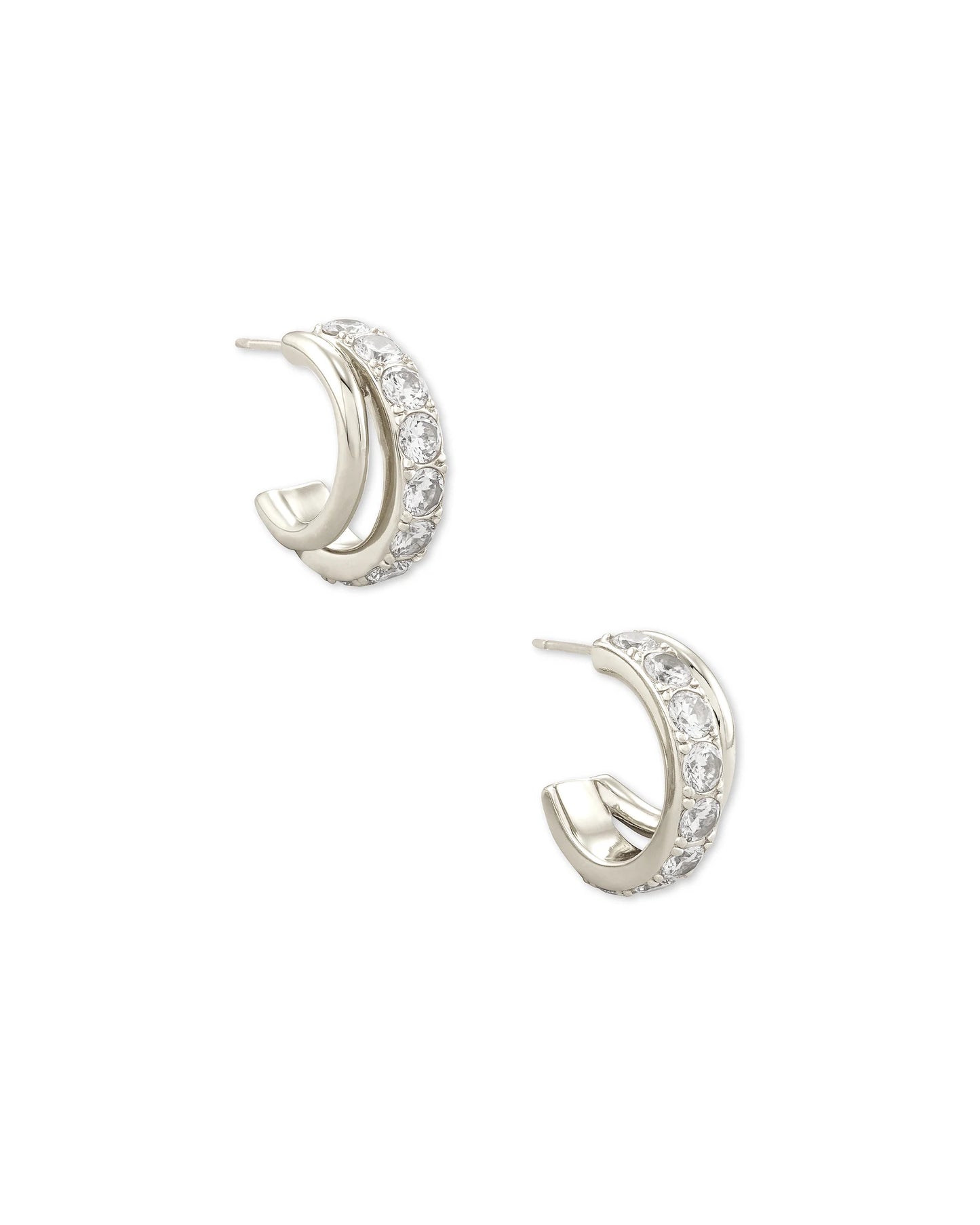 LIVY HUGGIE EARRINGS in RHODIUM METAL
