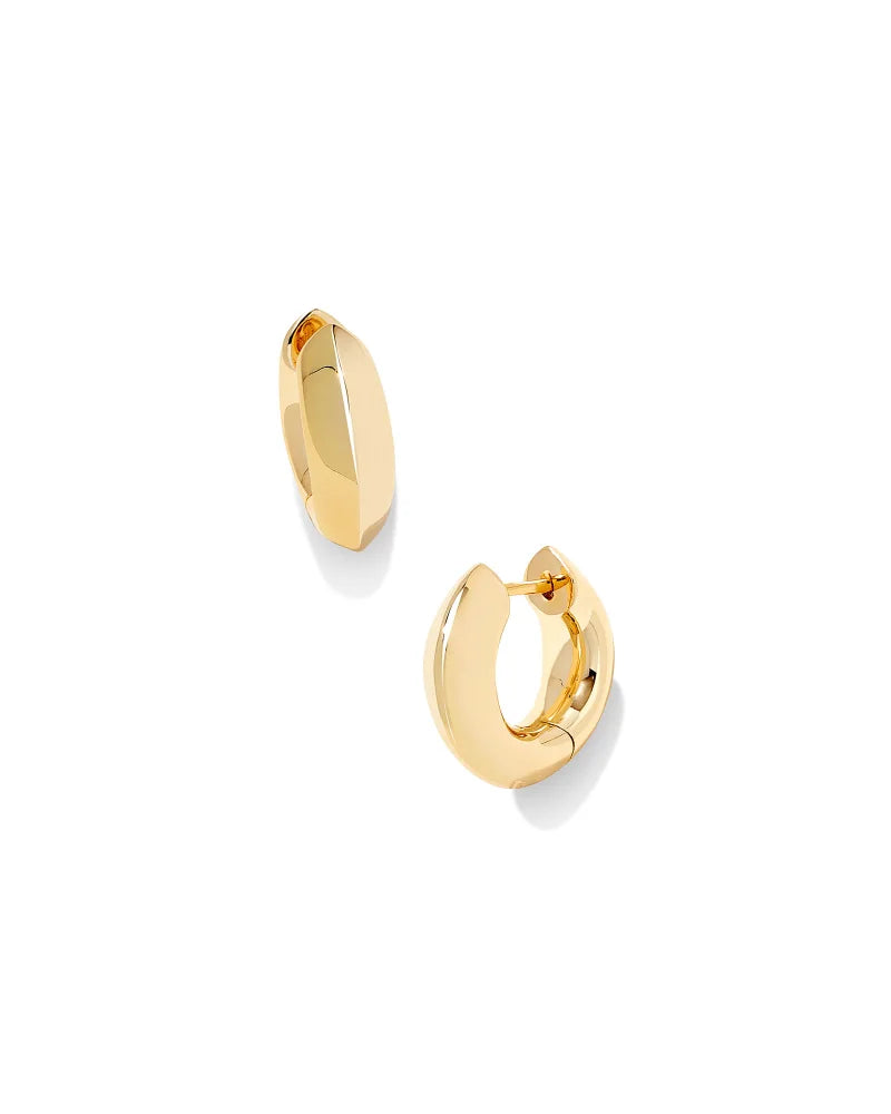 MIKKI METAL HUGGIE EARRINGS in POLISHED GOLD