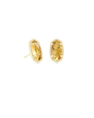 ELLIE STUD EARRINGS GOLD ORANGE CITRINE QUARTZ