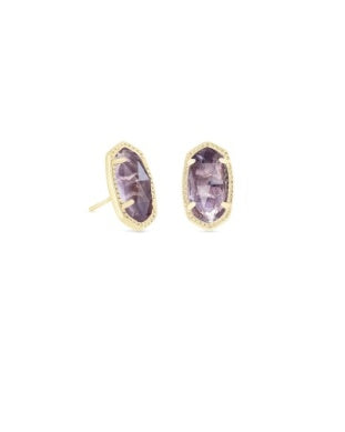 ELLIE STUD EARRINGS GOLD PURPLE AMETHYST