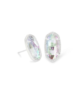 ELLIE STUD EARRINGS RHODIUM DICHROIC GLASS