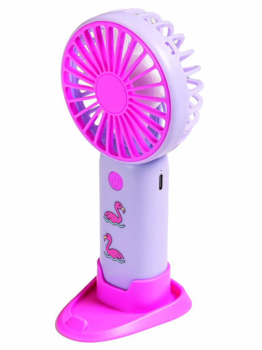 Simply Southern Mini Portable Fan- Purple Flamingo