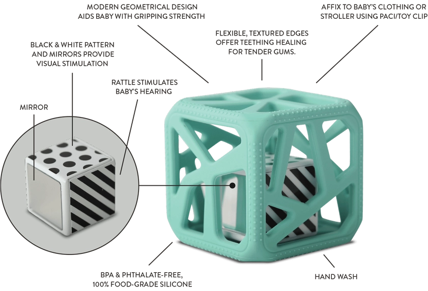 Chew Cube - Silicone Teether Rattle in marble