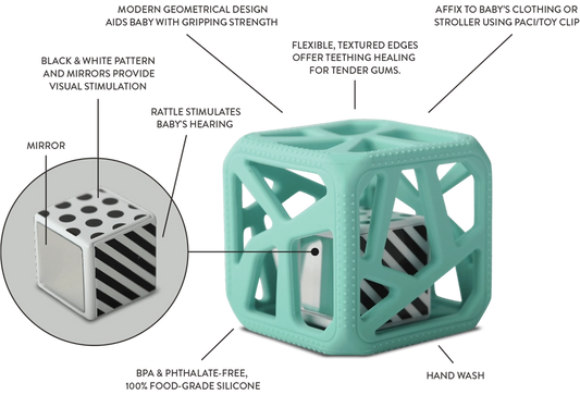 Chew Cube - Silicone Teether Rattle in slate gray