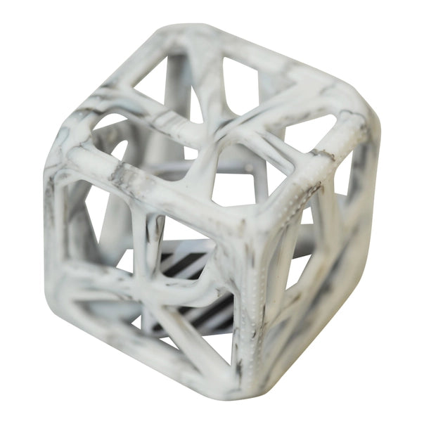 Chew Cube - Silicone Teether Rattle in marble