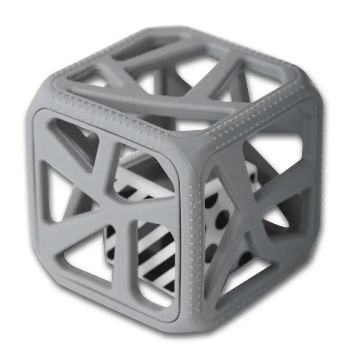 Chew Cube - Silicone Teether Rattle in marble