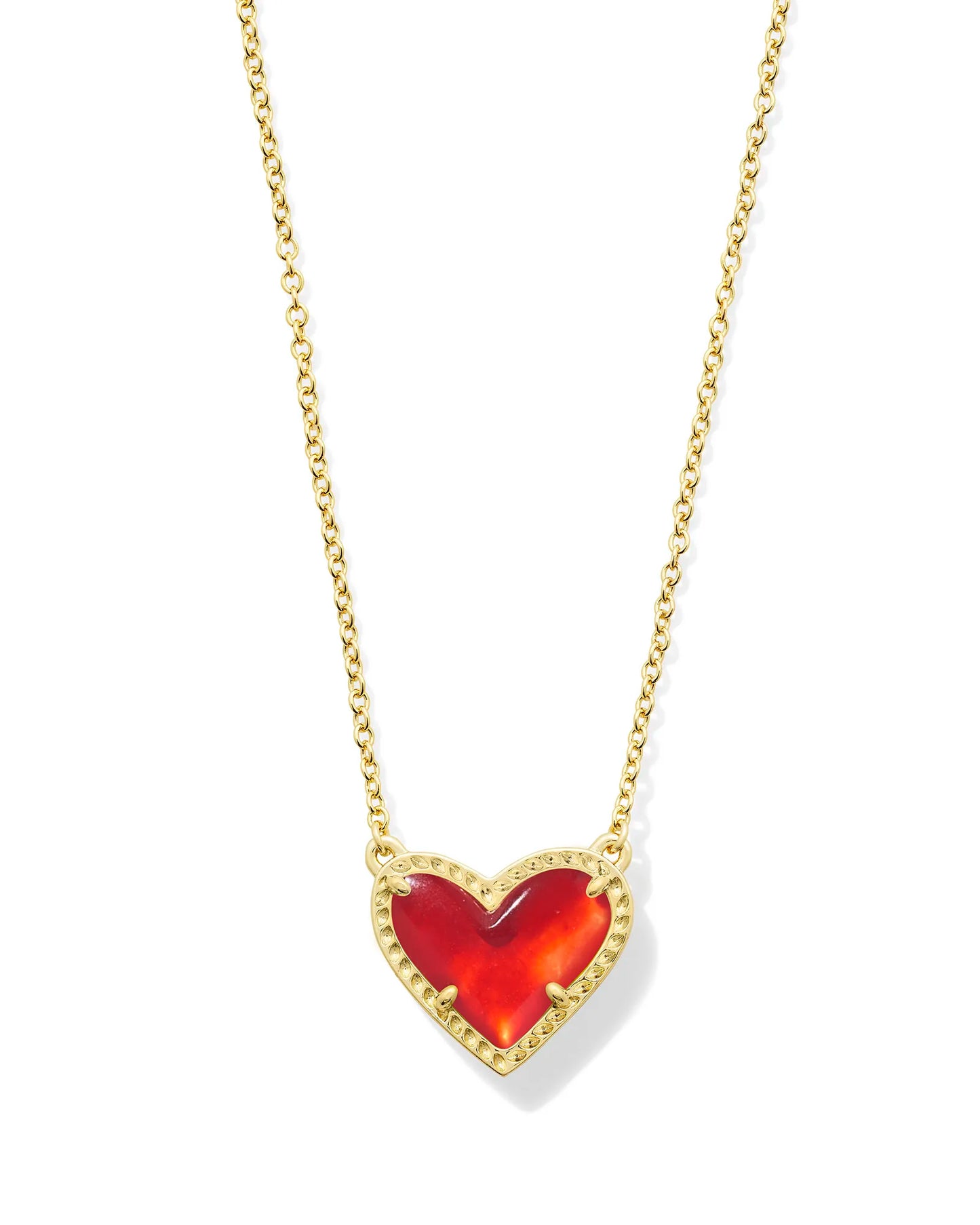 ARI HEART SHORT PENDANT NECKLACE in GOLD RED ILLUSION