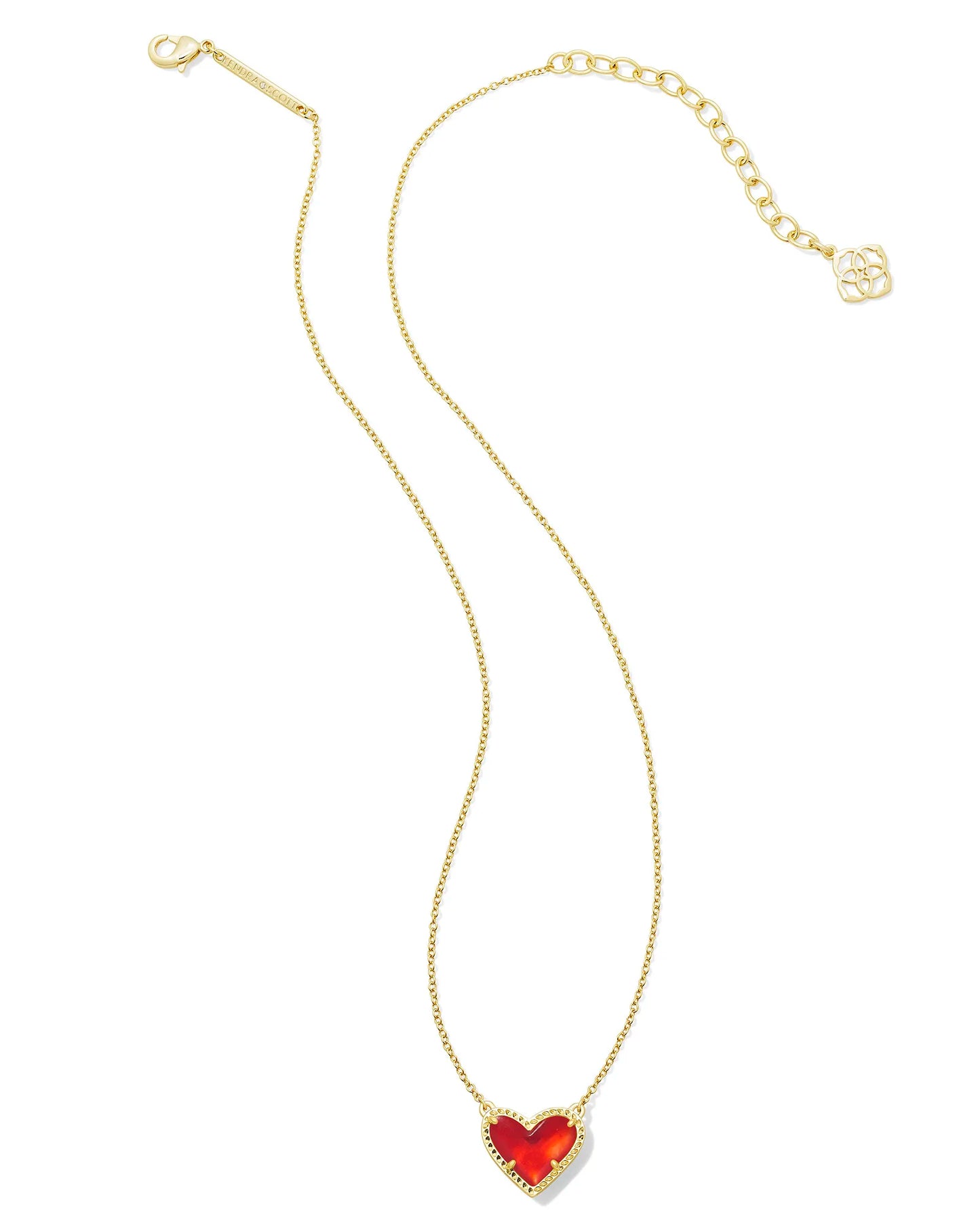 ARI HEART SHORT PENDANT NECKLACE in GOLD RED ILLUSION