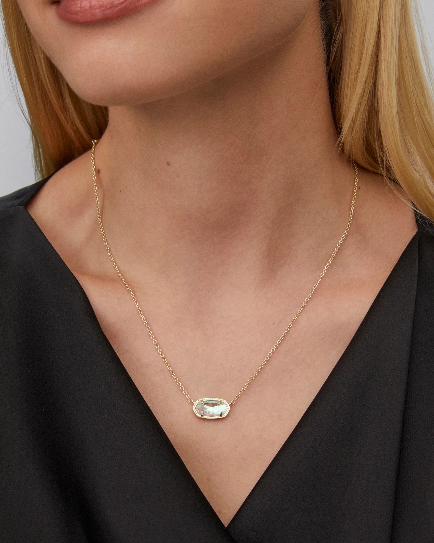 ELISA SHORT PENDANT NECKLACE in GOLD DICHROIC GLASS