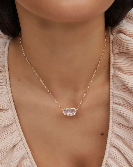 ELISA SHORT PENDANT NECKLACE in GOLD PURPLE AMETHYST