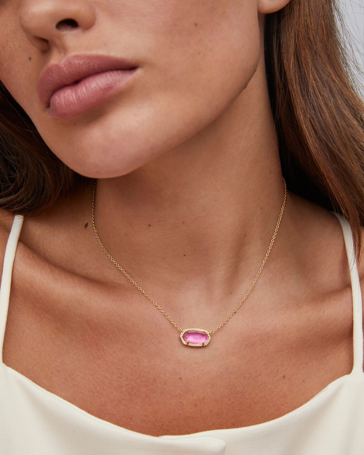 ELISA SHORT PENDANT NECKLACE in RHODIUM AZALEA ILLUSION