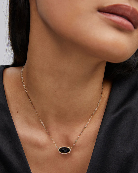 ELISA SHORT PENDANT NECKLACE in GOLD BLACK