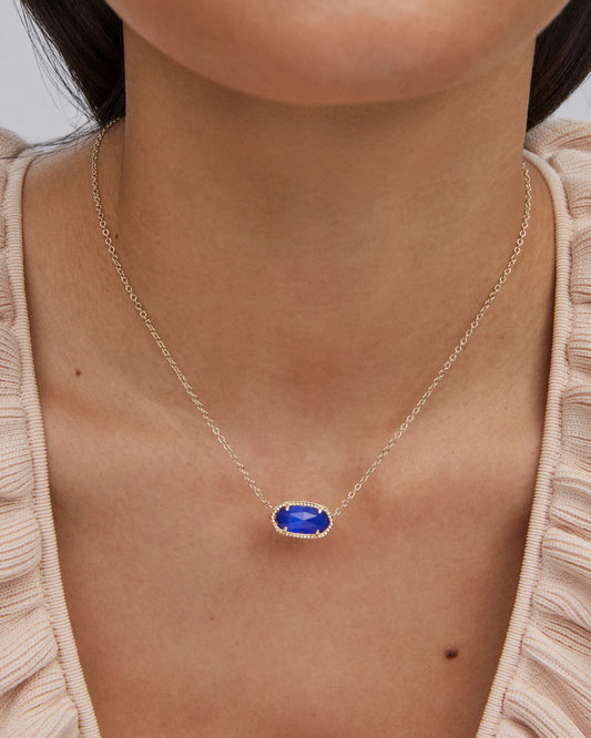 ELISA SHORT PENDANT NECKLACE in GOLD COBALT CATS EYE
