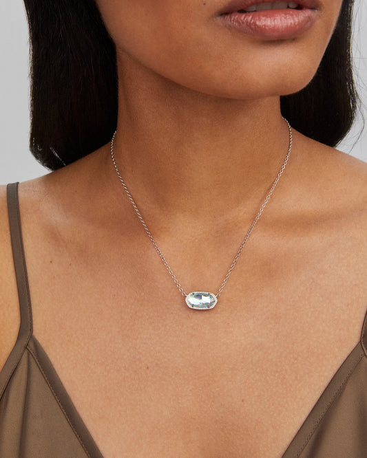 ELISA SHORT PENDANT NECKLACE in RHODIUM DICHROIC GLASS