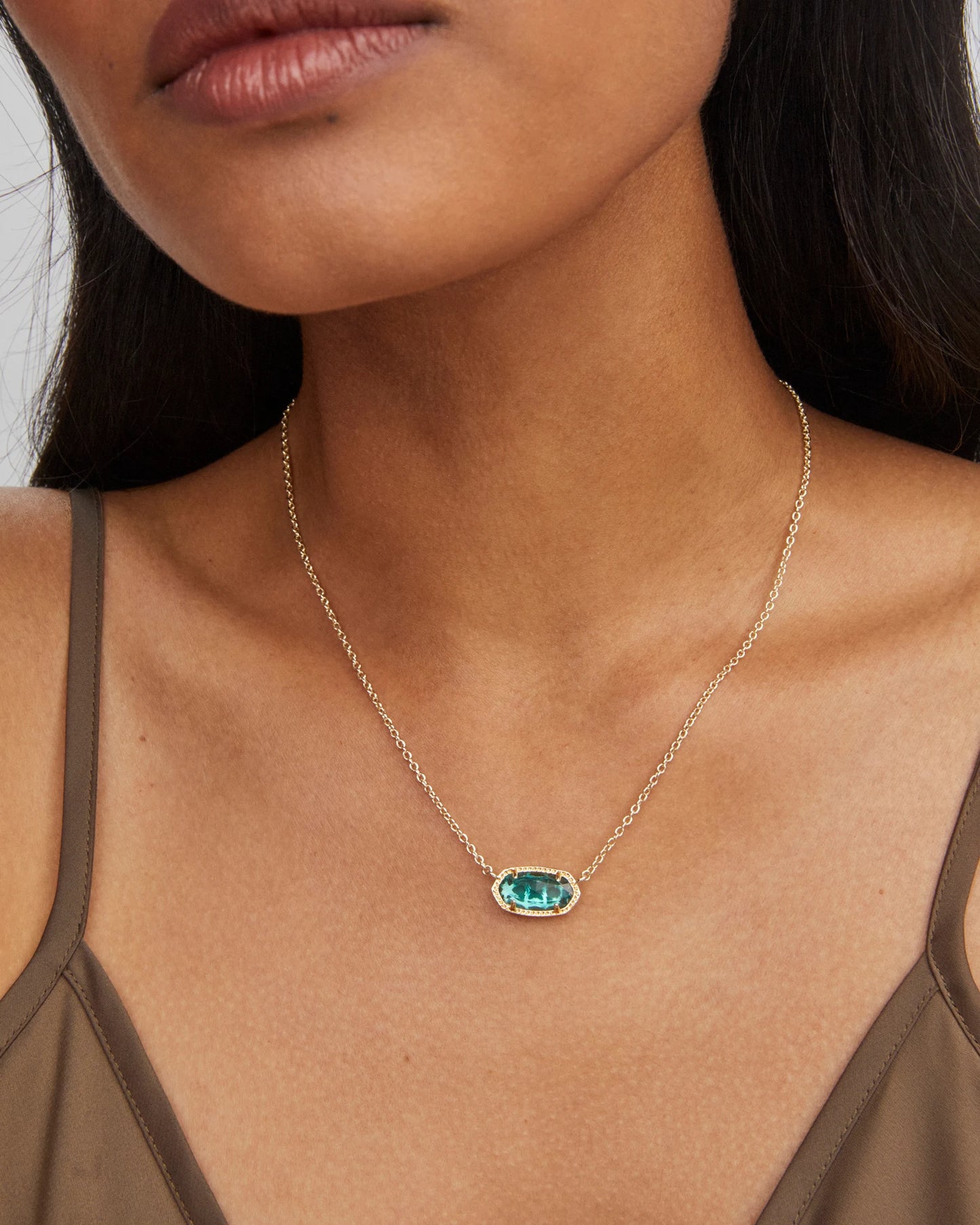 ELISA SHORT PENDANT NECKLACE in GOLD LONDON BLUE