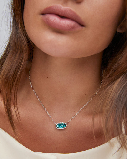 ELISA SHORT PENDANT NECKLACE in RHODIUM LONDON BLUE