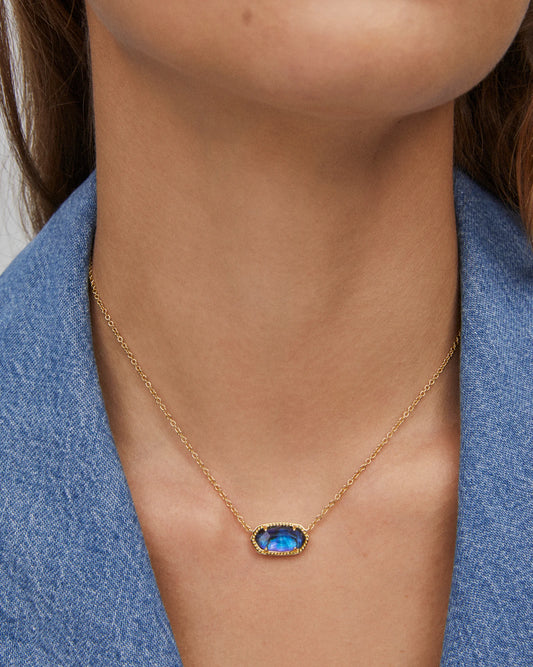 ELISA SHORT PENDANT NECKLACE in GOLD NAVY ABALONE