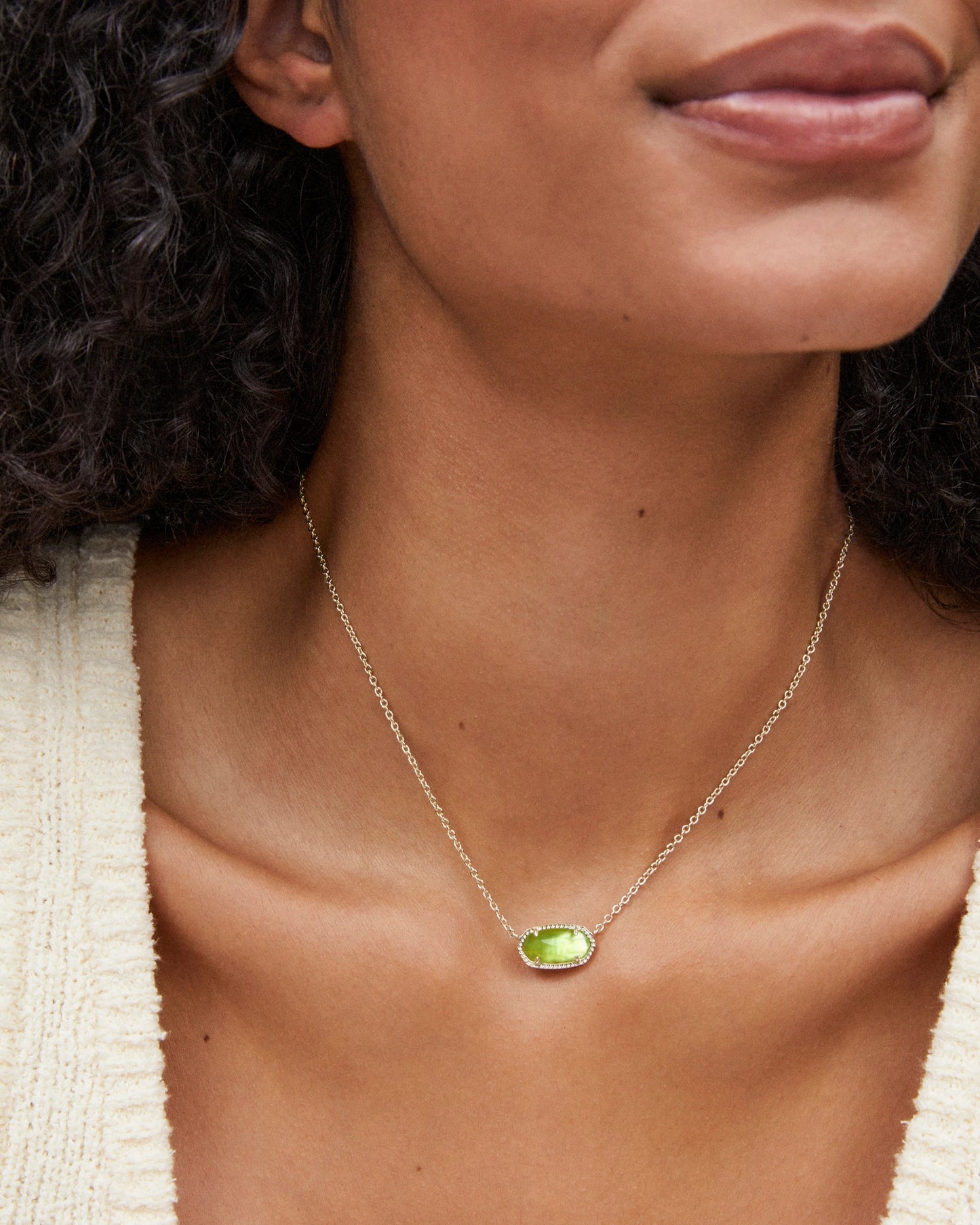 ELISA SHORT PENDANT NECKLACE in GOLD PERIDOT ILLUSION