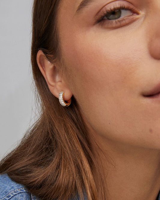 MIKKI PAVE HUGGIE EARRINGS in GOLD