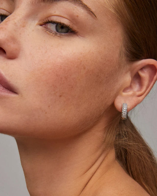 MIKKI PAVE HUGGIE EARRINGS in SILVER