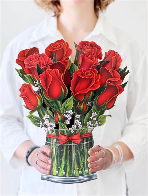 Red Roses Pop-Up Greeting Card