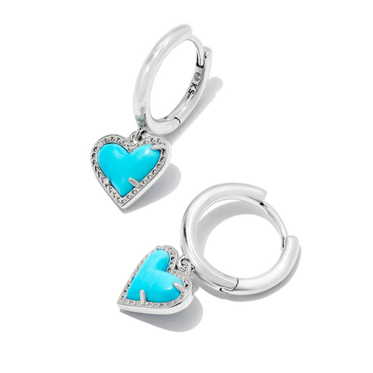 ARI HEART HUGGIE EARRINGS in SILVER TURQUOISE MAGNESITE