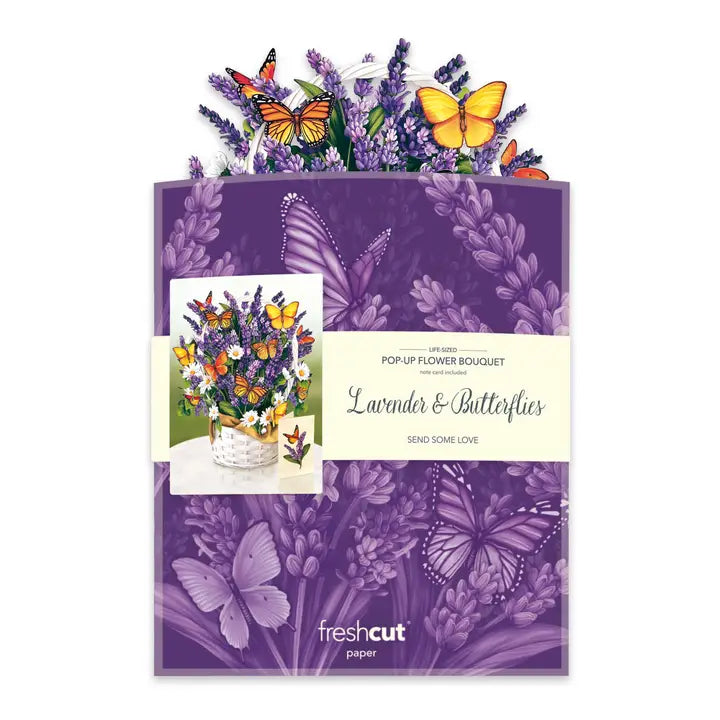 Lavender & Butterflies Bouquet Pop-Up Greeting Cards