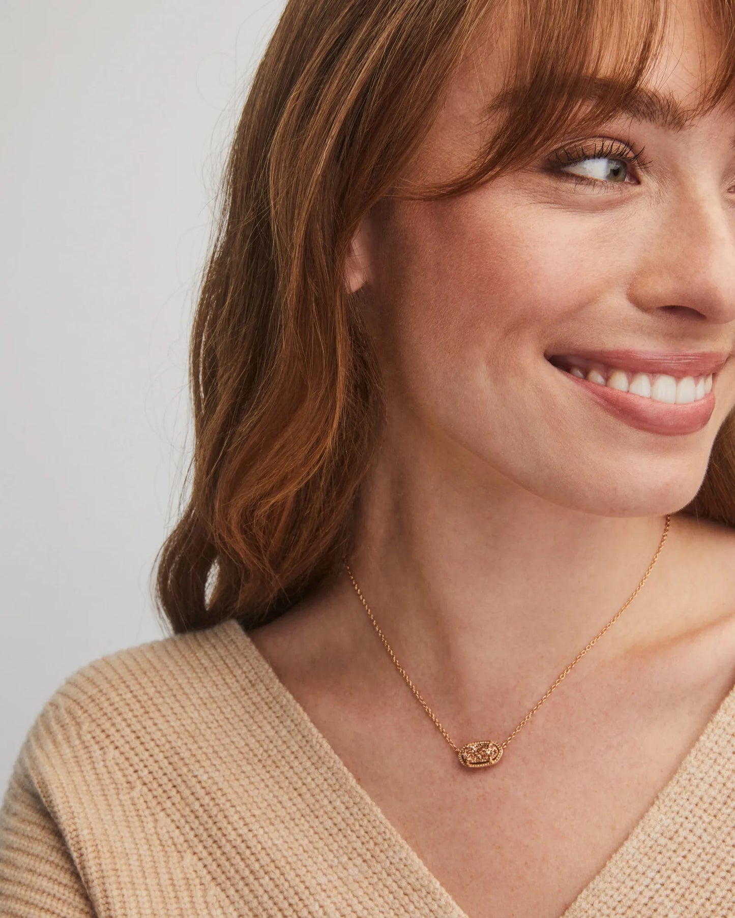 ELISA SHORT PENDANT NECKLACE in ROSE GOLD ROSE GOLD DRUSY