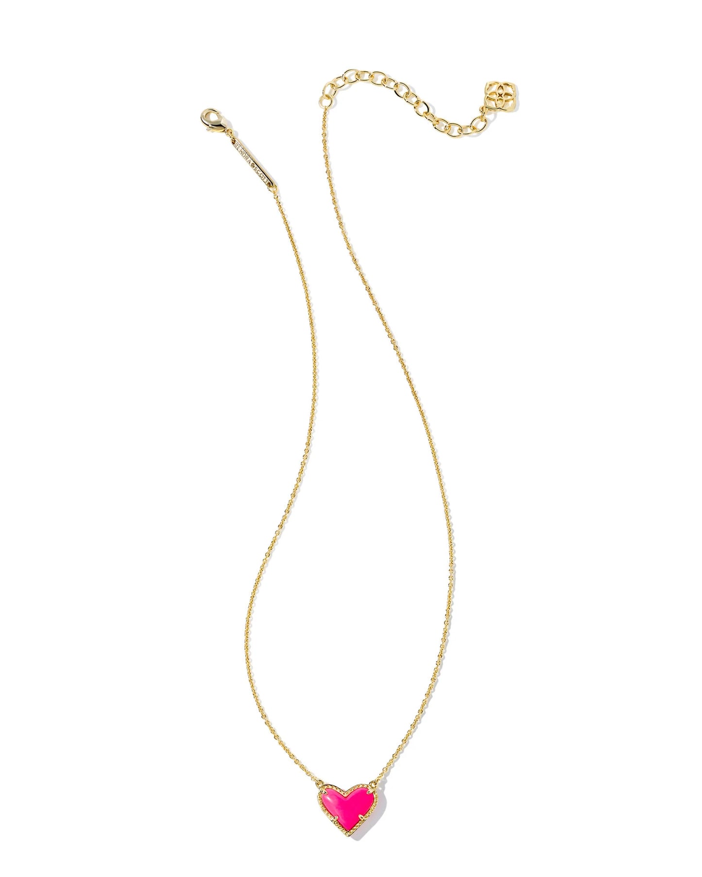 ARI HEART SHORT PENDANT NECKLACE in GOLD NEON PINK MAGNESITE