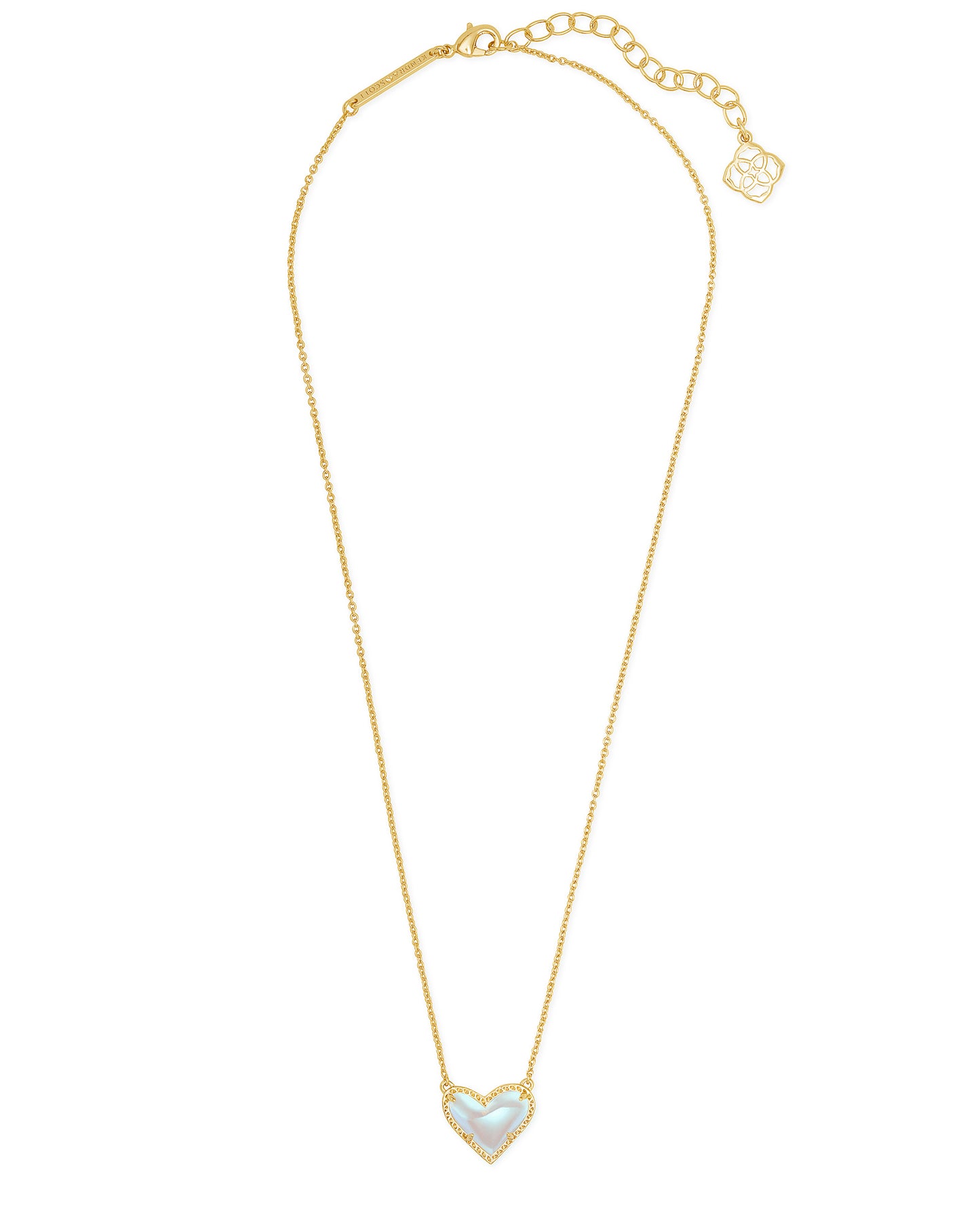 ARI HEART SHORT PENDANT NECKLACE in GOLD DICHROIC GLASS
