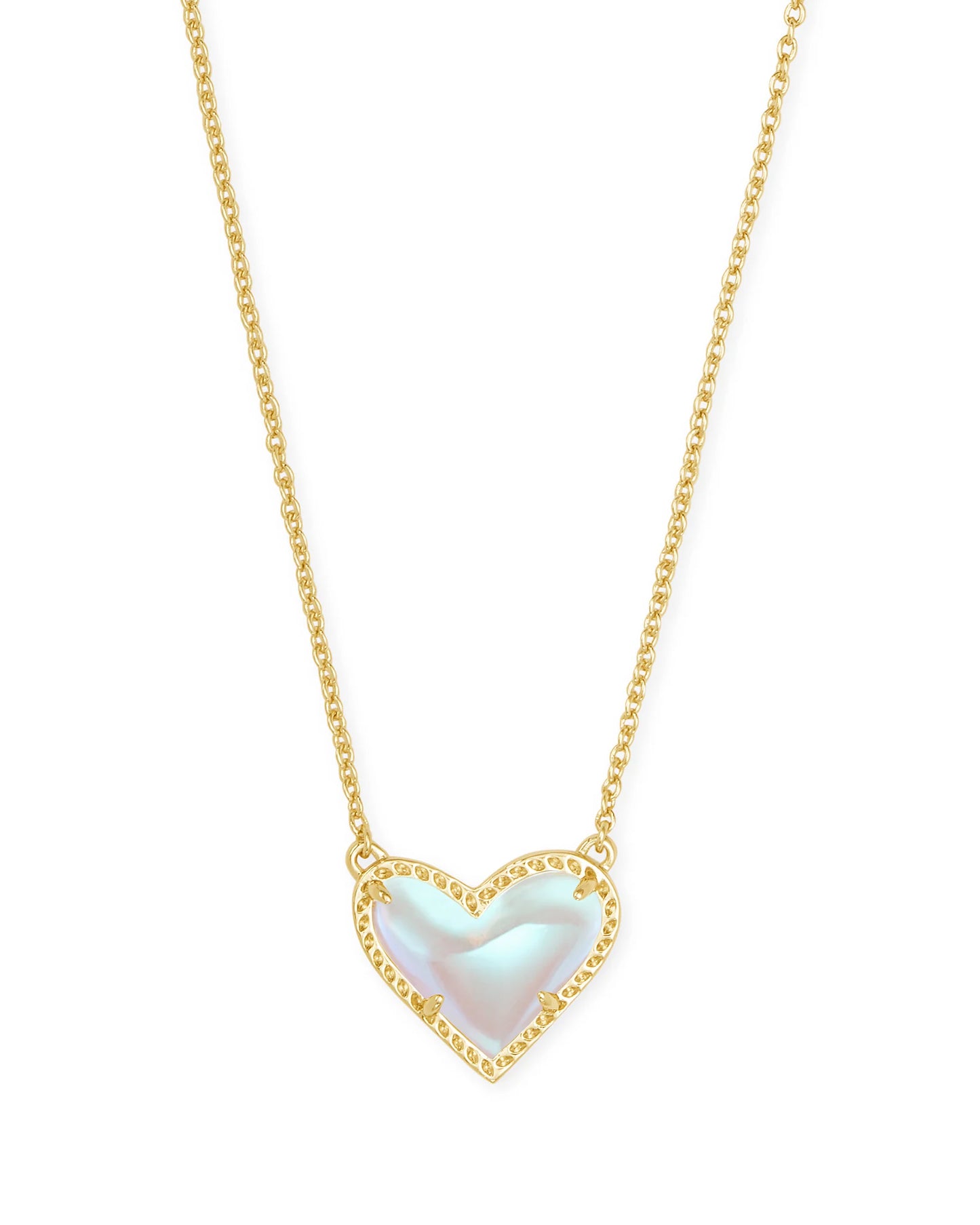ARI HEART SHORT PENDANT NECKLACE in GOLD DICHROIC GLASS