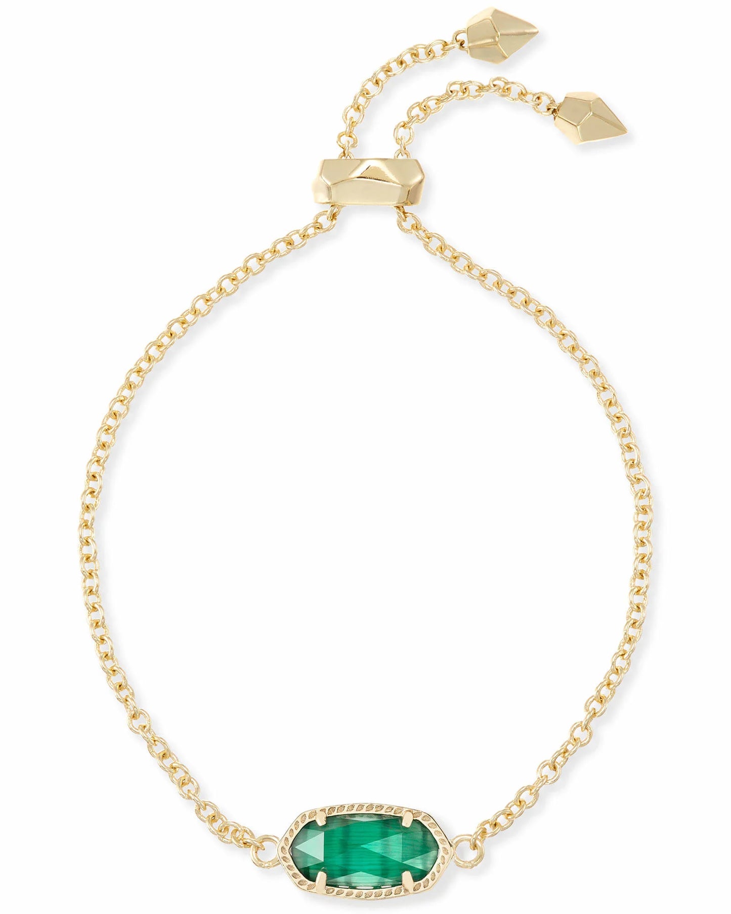 ELAINA DELICATE CHAIN BRACELET in GOLD EMERALD CATS EYE