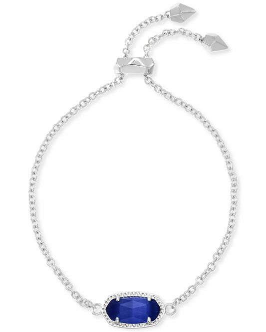 ELAINA DELICATE CHAIN BRACELET in RHODIUM COBALT CATS EYE