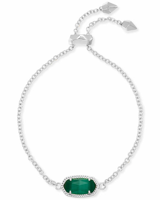 ELAINA DELICATE CHAIN BRACELET in RHODIUM EMERALD CATS EYE