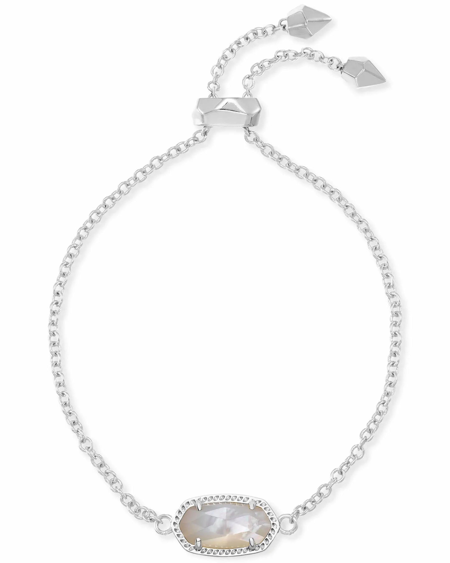 ELAINA DELICATE CHAIN BRACELET in RHODIUM IVORY MOTHER OF PEARL
