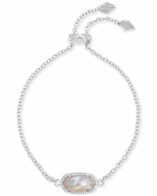 ELAINA DELICATE CHAIN BRACELET in RHODIUM IVORY MOTHER OF PEARL